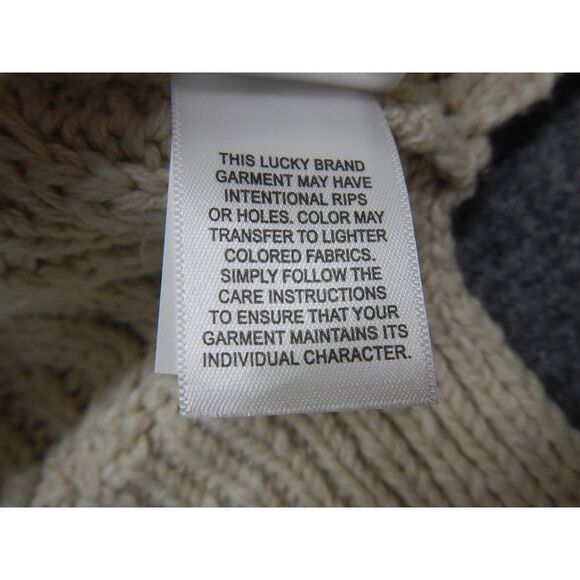 Lucky Brand Cable Knit Cardigan Women's Medium Cream Button-Up Sweater Heavy NWT - Picture 9 of 16